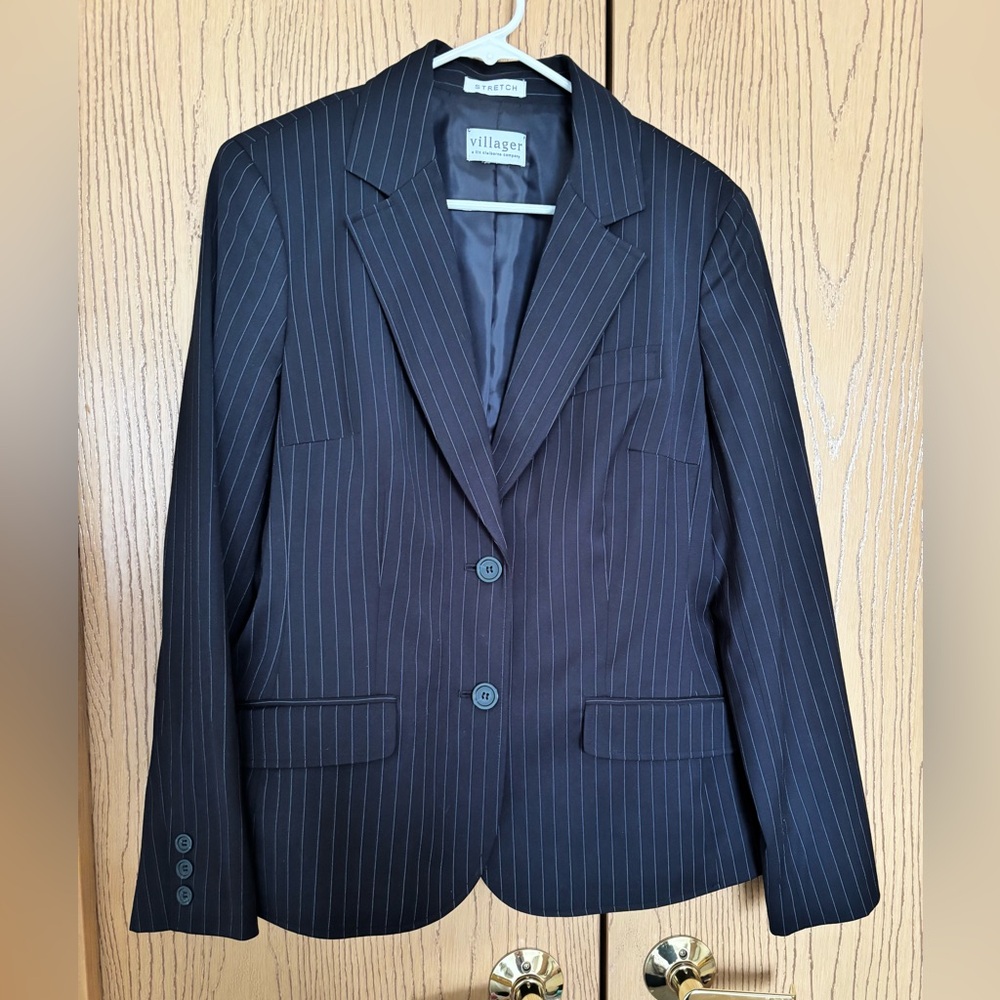 Villager Dark Blue Striped Jacket, Vintage